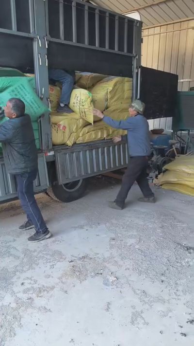 邢台发酵鸡粪，羊粪，有机肥正在卸车中